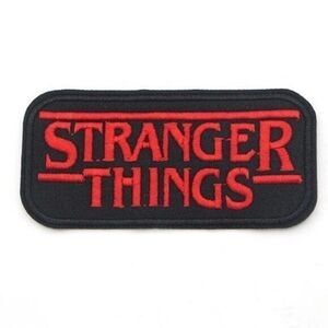 Stranger Things 80s Retro Logo Iron-On Patch Sci Fi Black Red DIY Applique Merch